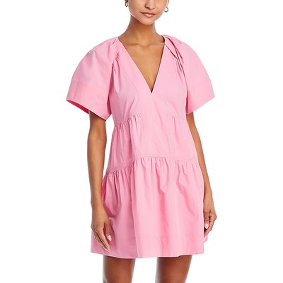 A.L.C. Womens Camila Tiered Mini Short-Sleeve Fit & Flare Dress BHFO 5250