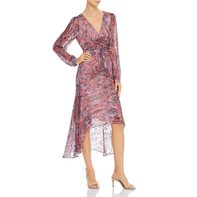 

Прозрачное коктейльное платье Parker Womens Purple Silk Blend с цветочным принтом  BHFO 7171, Batik multi