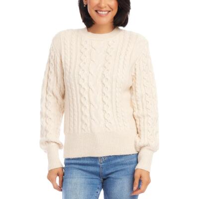 Karen Kane Womens Cable Knit Long Sleeves Casual Crewneck Sweater Top BHFO 9324