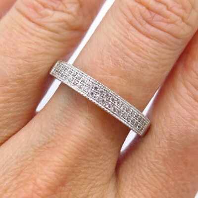 アクセサリー Vintage Silver Volume Line Ring 925 SETA 925 Silver Vintage Cubic Zirconia 4 Stone Swirl Band