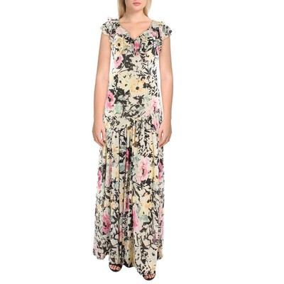 

Женское шифоновое многоярусное платье макси Lauren Ralph Lauren BHFO 4301, White multi