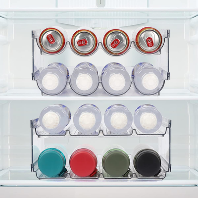 AKALOL Water Bottle Organizer For Cabinet,4 Pack Plastic Clear Stackable Holder