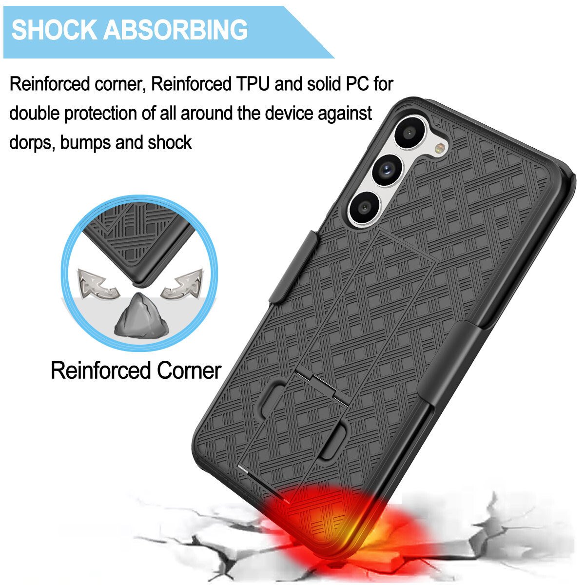 For Samsung Galaxy S23 S23 Plus S23 Ultra Holster Belt Clip Case Cover Kickstand