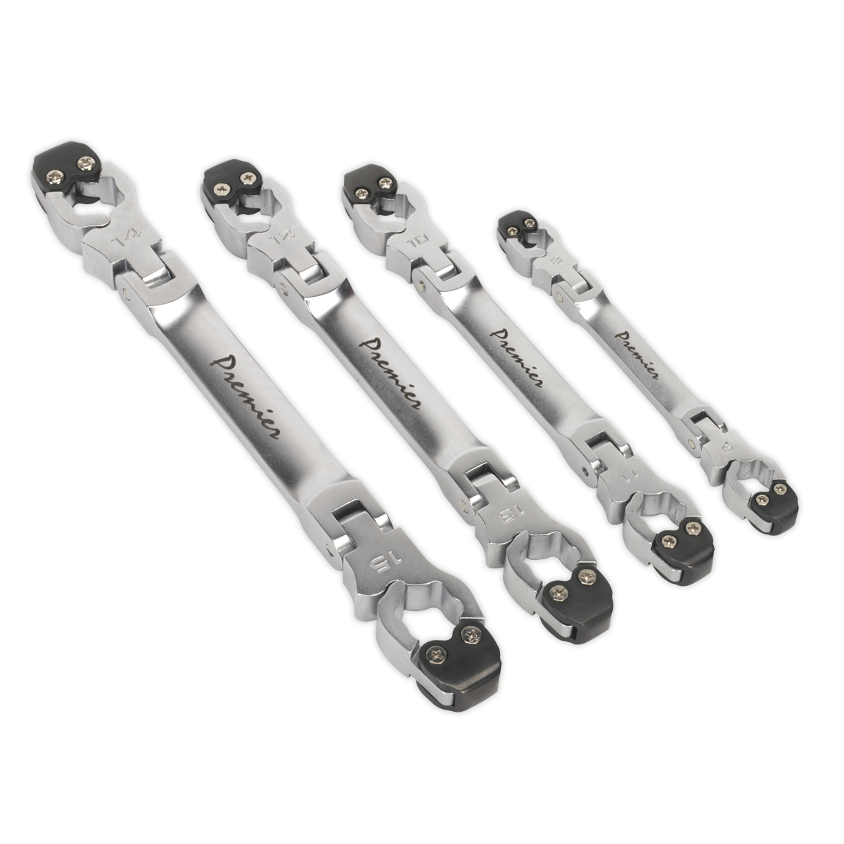 Sealey Vs0343 Flare Nut Brake Pipe Spanner Wrench Set 4pc Ratcheting 8mm 15mm Ebay