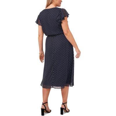 

Женское коктейльное платье миди в горошек MSK Plus BHFO 5304, Navy/white