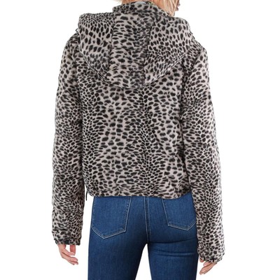 Pre-owned Moncler Womens Avoine Faux Fur Animal Print Puffer Jacket Coat Bhfo 8503 In Multicolor