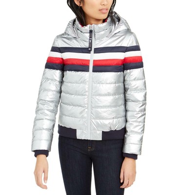 tommy hilfiger bubble coat silver
