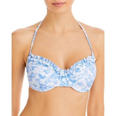 

Женский купальник бикини на косточках с цветочным принтом Shoshanna BHFO 6623, Sky blue/white