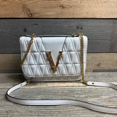 Versace Virtus Crossbody Bag White Leather