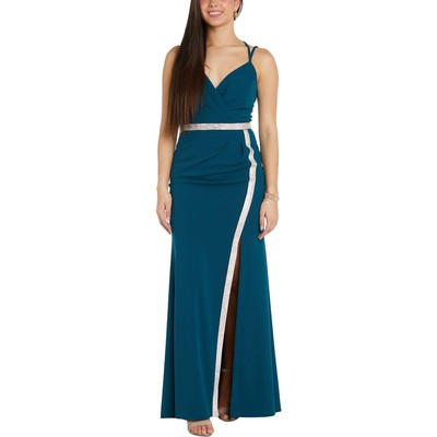 NW Nightway Womens Green Crystal Trim Double V Slit Evening Dress 10 BHFO 8132
