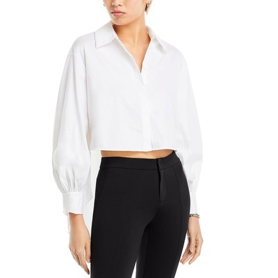 Alice and Olivia Womens Finely White Hi-Low Button-Down Top Shirt S BHFO 2389