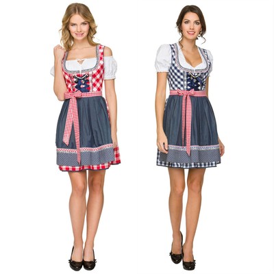 Womens German Traditional Dirndl Dress Oktoberfest Beer Costume Bavarian Outfit