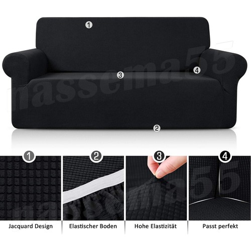 1/2/3/4 Seater Slipcover Solid Sofa Covers Stretch Couch Furniture Protector