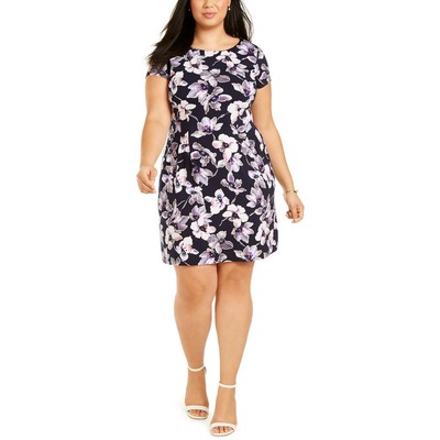 

Женское плиссированное платье длиной до колена с цветочным принтом Connected Apparel Plus BHFO 6948, Фиолетовый