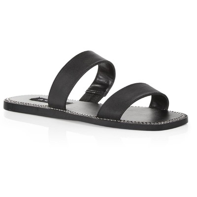 

Женские блестящие кожаные туфли на плоской подошве с открытым носком Aqua Slide Sandals BHFO 1668, Glow