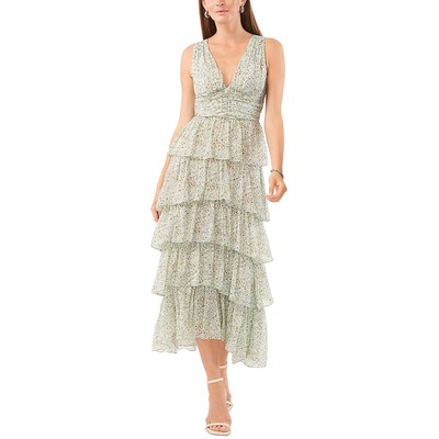 1.State Womens Blue Floral Ruffled Midi Maxi Dress 8 BHFO 2987