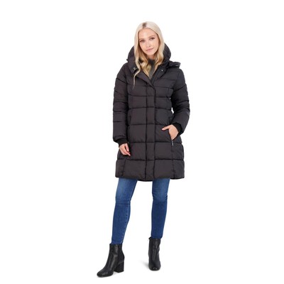 

Steve Madden Womens Black Sliming Long Puffer Coat Outerwear  BHFO 1383, Черный