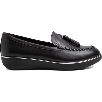 

Женские черные кожаные лоферы на каблуке Fitflop PETRINA 5, средний (B,M) BHFO 2709, All black, PETRINA