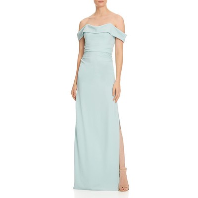 

Женское синее вечернее платье с драпировкой и рюшами Halston Heritage  BHFO 2727, Light blue