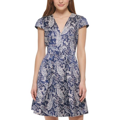 

Женское темно-синее жаккардовое мини-платье Vince Camuto цвета металлик  BHFO 5064, Navy multi