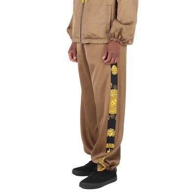 Pre-owned Versace Men's Black And Gold Barocco Print Track Pants In Multicolor