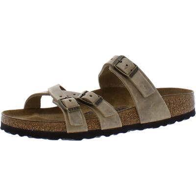 

Женские бежевые кожаные шлепанцы Birkenstock с ремешками 37 BHFO 3906, Dark sand