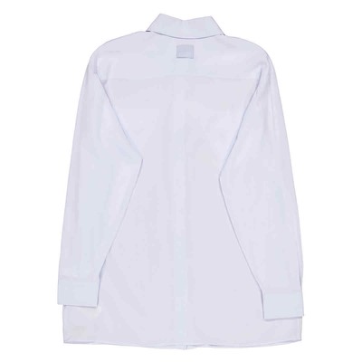 BURBERRY BURBERRY PALE BLUE IREM SILK CREPE DE CHINE LOGO DETAIL OVERSIZED SHIRT, BRAND