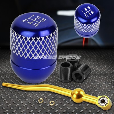 ЗОЛОТИСТЫЙ АЛЮМИНИЕВЫЙ РЫЧАГ ПЕРЕКЛЮЧЕНИЯ ПЕРЕДАЧ С ДВОЙНЫМ ИЗГИБОМ И СИНЕЙ 5-СТУПЕНЧАТОЙ СЕТЧАТОЙ РУЧКОЙ ДЛЯ EK/ EJ/ EG/DC