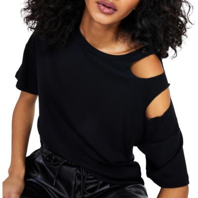 

LNA Clothing Женская черная вязаная футболка с вырезом «лодочка» Термальная рубашка  BHFO 7660, Черный
