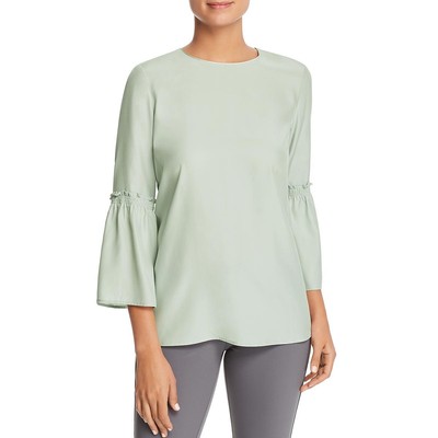 Lafayette 148 New York Женская офисная блузка из зеленого шелка Roslin, топ L BHFO 2259