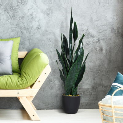 Artificial Snake Plant 35.5'' Fake Sansevieria Indoor-Outdoor  Home Decoration