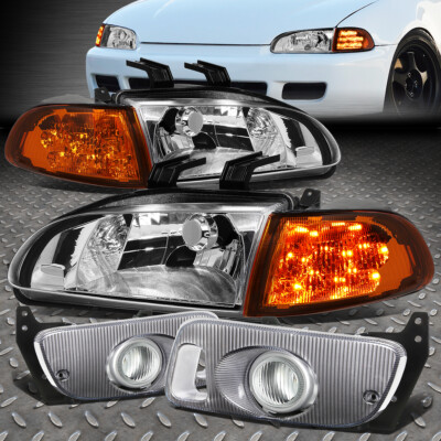 [СВЕТОДИОДНЫЙ УГЛОВОЙ УКАЗАТЕЛЬ ПОВОРОТА] ДЛЯ ФАР HONDA CIVIC 92-95+ПРОЗРАЧНЫЕ ПРОТИВОТУМАННЫЕ ФАРЫ ДАЛЬНЕГО СВЕТА