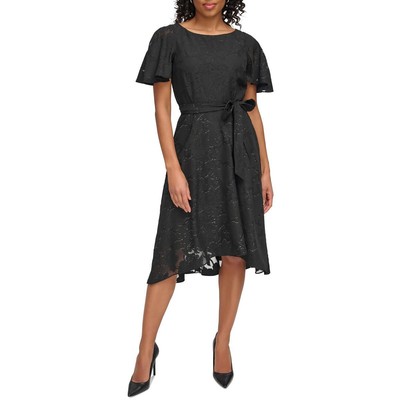 Женское черное платье миди с выгоранием от DKNY 10 BHFO 8999