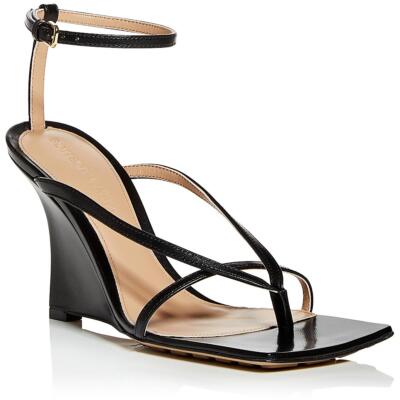 Bottega Veneta Womens Metallic Ankle Strap Square Toe Heels Shoes BHFO 9327