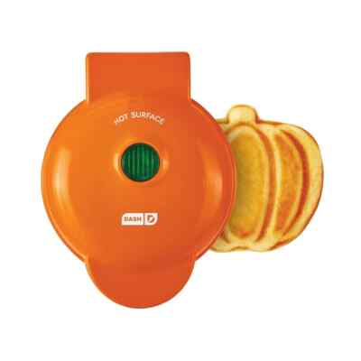 ~ NIB Dash Mini Pumpkin Shape Waffle Maker Thanksgiving Breakfast Non Stick 4'' ~