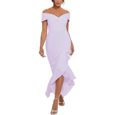 Женское свадебное вечернее платье Xscape из фиолетового крепа Gown Petites 2P BHFO 6097