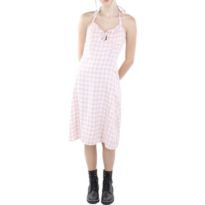 

Женский повседневный струящийся сарафан до колен BB Dakota BHFO 4467, Pink white plaid