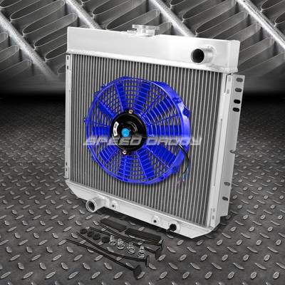3-ROW ALUMINUM RADIATOR+1X 14FAN BLUE FOR 69-70 MUSTANG/FORD/MERCURY PONY CAR