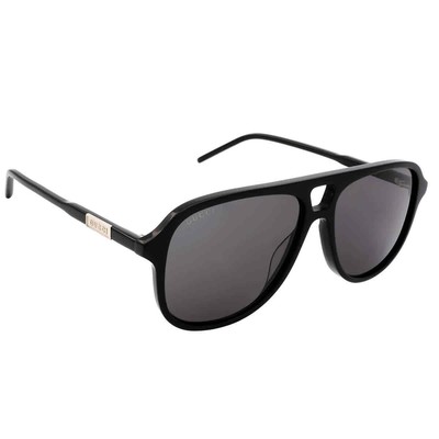 Pre-owned Gucci Grey Navigator Men's Sunglasses Gg1156s 001 57 Gg1156s 001 57 In Gray