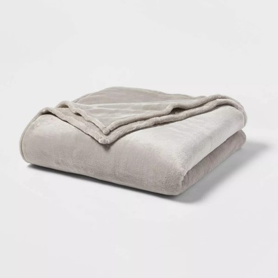 Microplush Bed Blanket - Threshold ，Full/Queen，Gray
