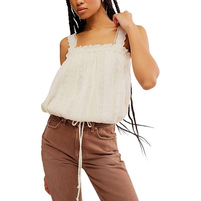Free People Womens Ivory Cotton Blend Embroidered Tank Top S BHFO 7439