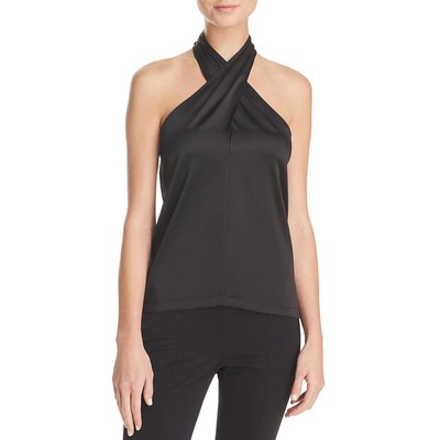 Женская блузка Theory Womens Ertil из черного атласа с открытой спиной и V-образным вырезом на бретелях P BHFO 2812