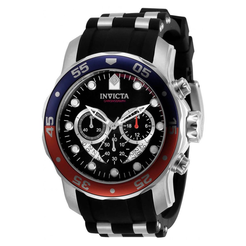 Invicta Men Watch Pro Diver Chronograph Blue Dial Silicone Rubber Strap