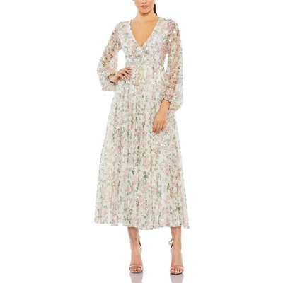 Женское вечернее платье Mac Duggal с цветочным принтом и блестками, BHFO 9318