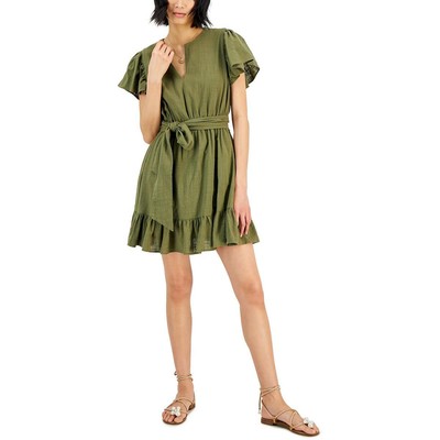 

Женское зеленое хлопковое платье длиной выше колена INC  BHFO 6256, Burnt olive