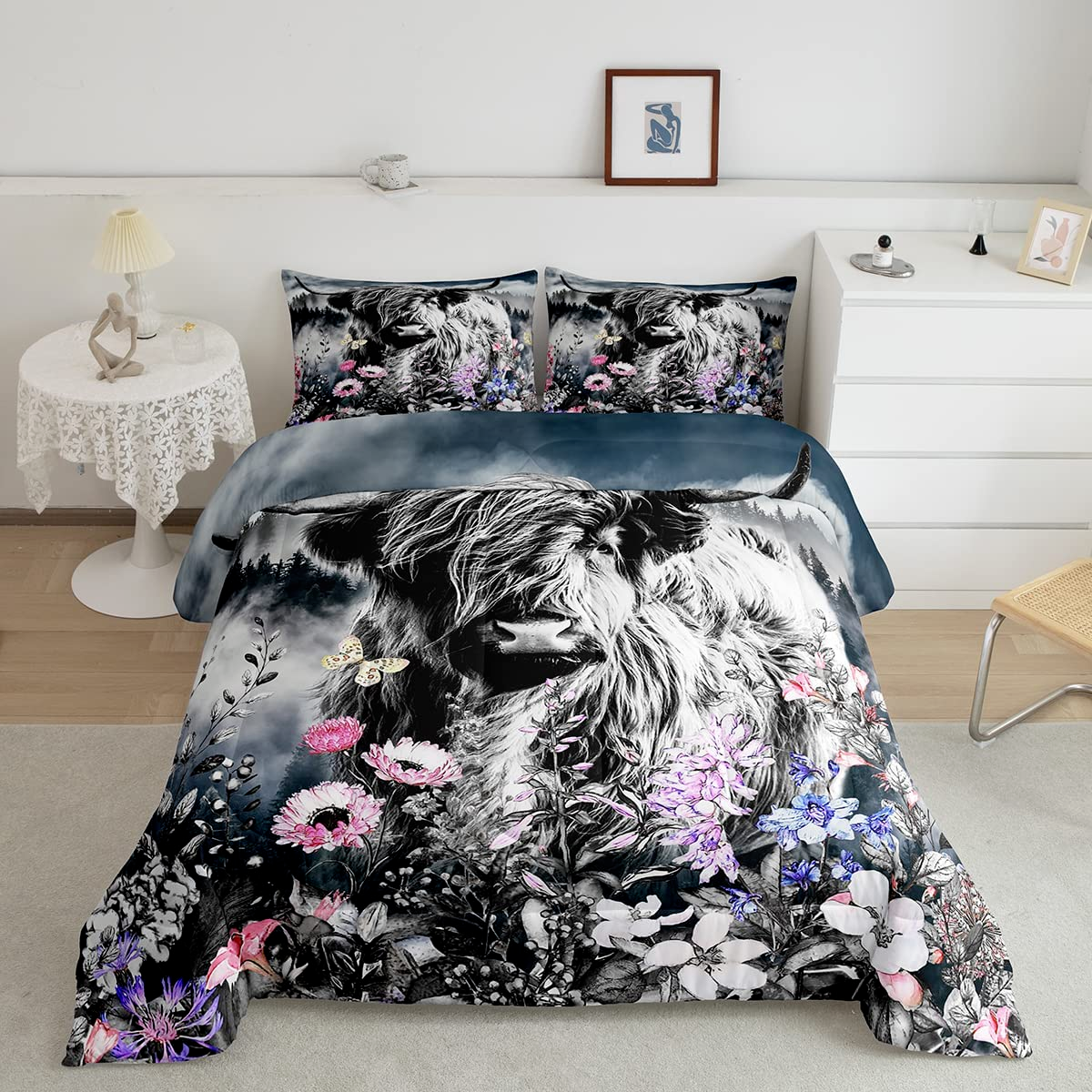 Queen Size Bull Cattle Smoky Mountain Bedding