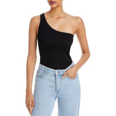 Rag & Bone Женская черная асимметричная блузка Zoe на бретелях в рубчик M BHFO 4425