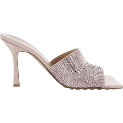 Pre-owned Bottega Veneta Womens Satin Rhinestone Sandal Heels Shoes Bhfo 3470 In Camellia