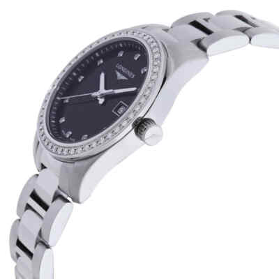 Pre-owned Longines Conquest Quartz Diamond Black Dial Ladies Watch L3.300.0.57.6