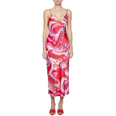 LAgence Womens Pink Pattern V-Neck Sheath Slip Dress 6 BHFO 9601